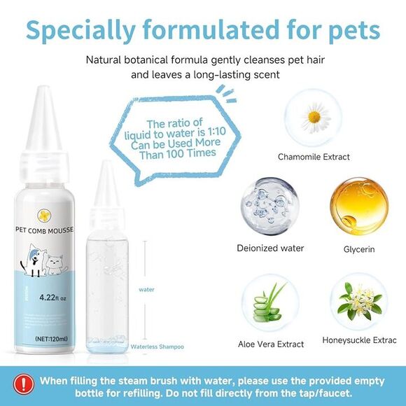 Pet Steam Brush for Dog & Cat - 3-in-1 Steam Grooming Brush - Picture 1 of 10